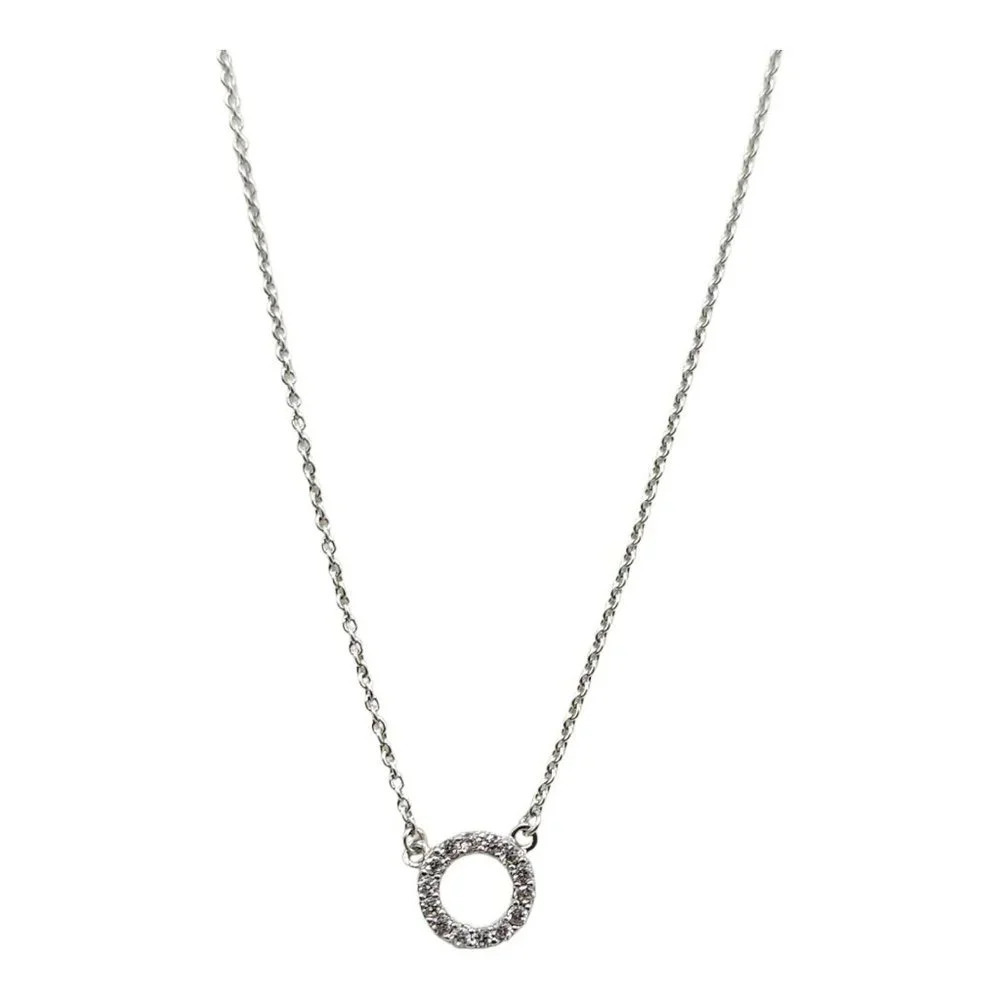 925 Sterling Silver Round Sparkle Cubic Zirconia Necklace Vintage